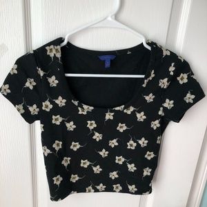 Black Formal White Flower Top